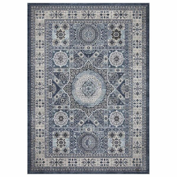 Esfera Suzani Medallion Rectangle Area Rug - Navy - 7 x 9 ft. ES2848480